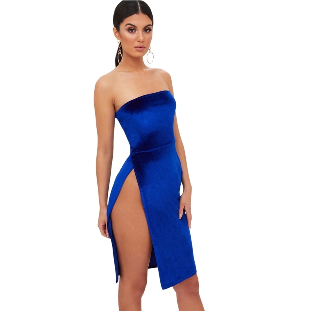 Cobalt Side Split Dress From Pretty Little Thing